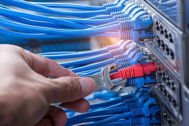 Patch panel with organized copper terminations